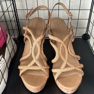 Sun and stone women’s size 11 platform, cork, beige tan, brown sandal heel